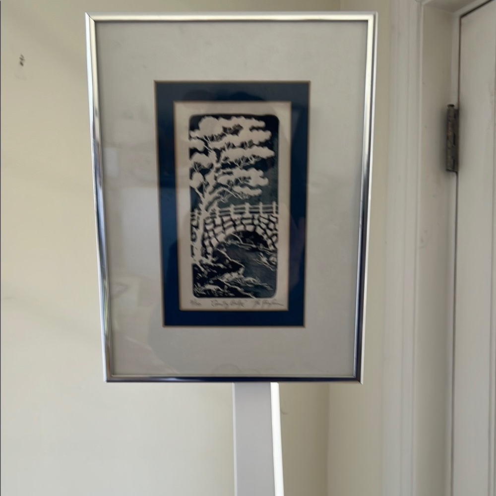 Artist Al Kaufman Framed Itaglio Etching Print 8/150 “Country Bridge”